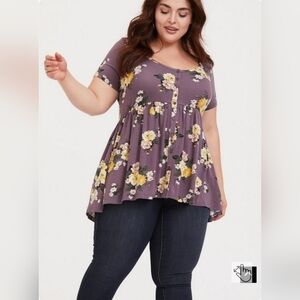 torrid babydoll super soft button front top size 1X
